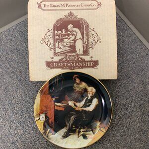 COLLECTIBLE - GOLDEN MOMENTS Norman Rockwell LOVE LETTERS Plate Edwin M Knowles